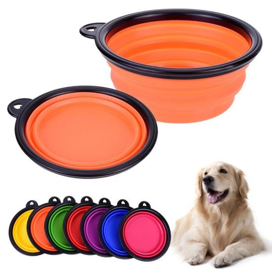 Cocopar gamelle pliable portable chien d'eau bol  robuste étanche alimentaire animaux domestique portable gamelle de voyage Orange