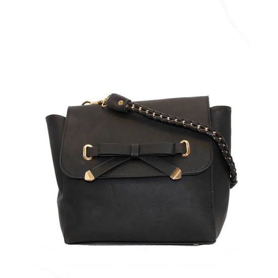 Sac à Main Simili Noir & Blanc à Rayures Avec Nœud - Taille Moyenne - Neuf Sans étiquette