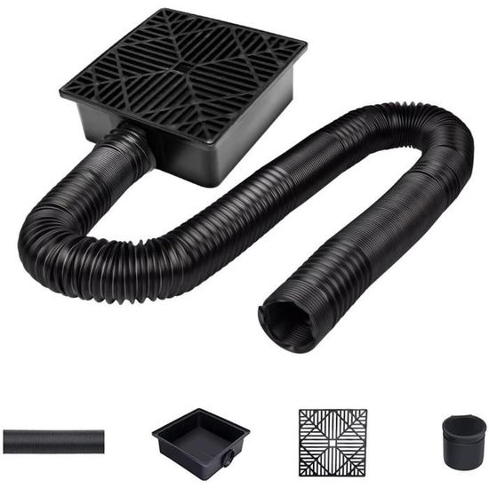 Kit Extension Tuyau Descente Gouttière PVC Avec Bac Récupération 23x23cm Et Tuyau 155cm