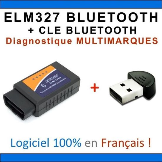 Interface Diagnostic ELM327 Bluetooth OBD2 - Pour Voiture, Compatible PC Et Android, Neuf