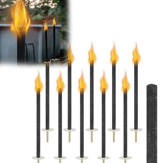 Torches De Jardin En Cire - Lot De 100, 72 Cm, Brûlent Jusqu'à 100 Min, Résistantes Au Vent Avec Manche En Bois - Pour Mariage, Fête Extérieure
