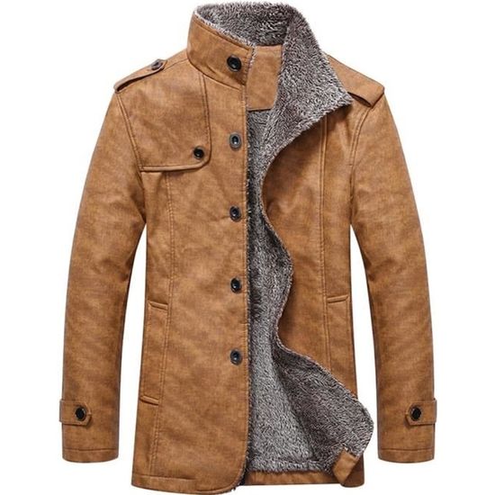 Veste homme en faux suède, Taille XL, Manteau d'hiver chaud -  France