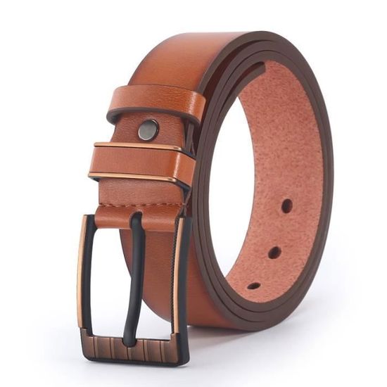Ceinture Western Homme En Cuir PU - Boucle étoile De Sheriff - Noir/marron - Longueur 120 Cm - Neuf Avec étiquettes