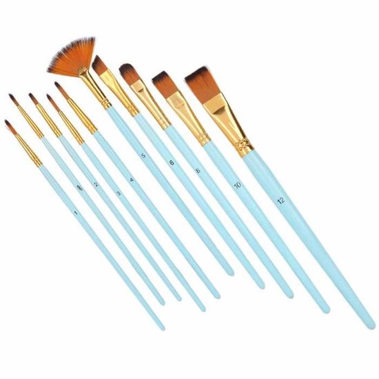 Ensemble De Pinceaux Pour Enfants FDIT - 10 Pièces En Nylon Pour Dessin