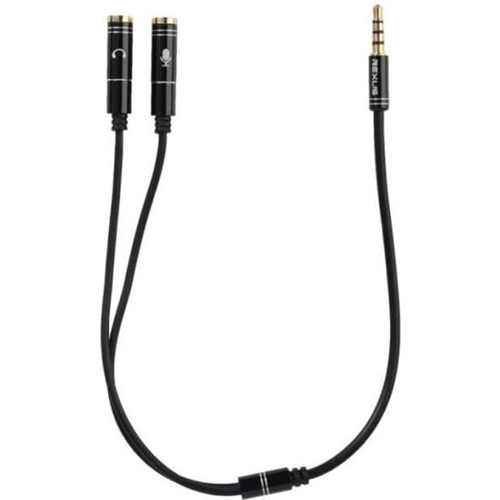 Câble adaptateur combiné micro-casque-écouteur-microphone pour Iphone PS4-PS3-PC-3.5  mm 1x (M) 2x (F) 15cm noir - Cdiscount Informatique
