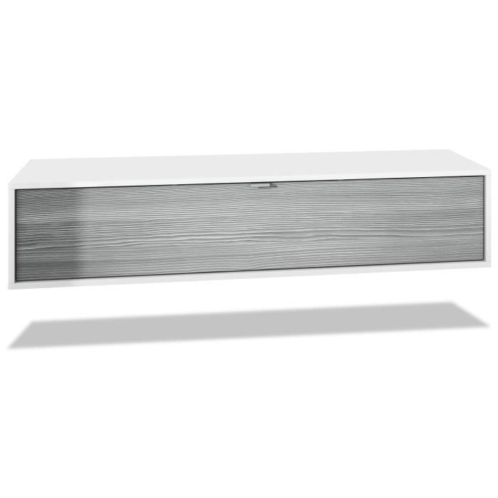 Vladon Meuble TV Lana 140 armoire murale lowboard 140 x 29 x 37 cm caisson en Noir mat façades en Avola-Anthracite