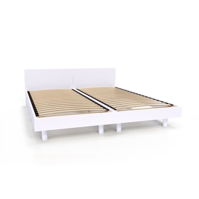 Lit Twin bois massif (Blanc - 80x200)