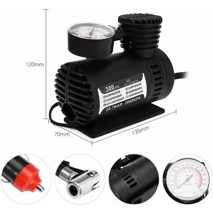 Portable 12 V Gonfleur de pompe à air Compresseur électrique pour pneus de voiture bateaux Camping Air Lit gonflables