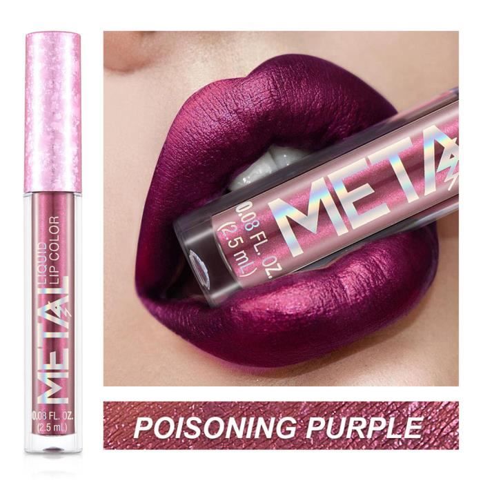 【Soin des lèvres】12Colour Metal-Colored Liquid Lipstick Lip Gloss Cup Lip Glaze Maquillage Pearlesce_GT20309