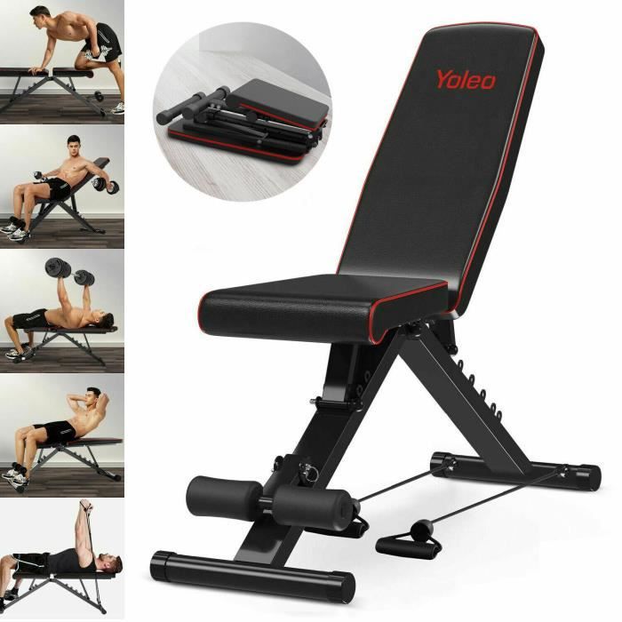 YOLEO Banc de Musculation Pliable Multifonction Sit-up Fitness Musculation Bras Gym Domicile Bureau Maison