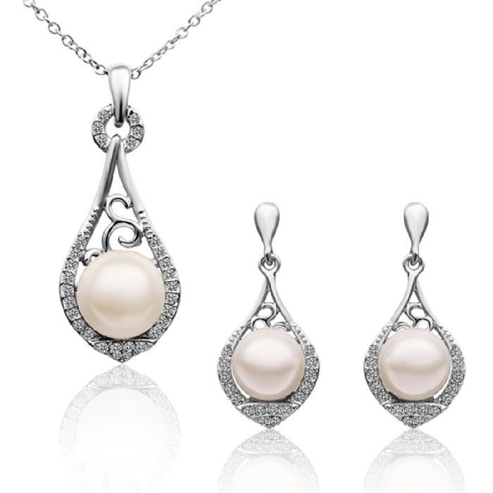 goutte d'eau perle ensemble de bijoux femme