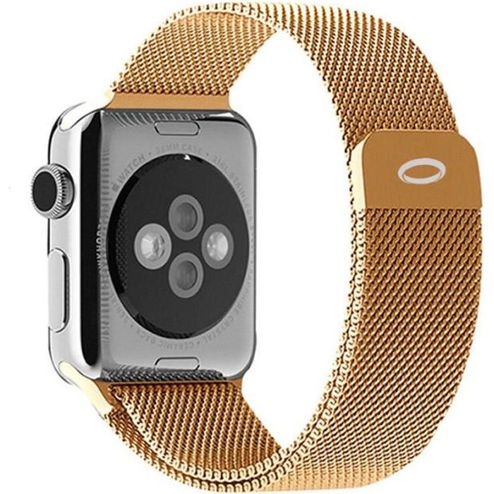 Trop Saint® Bracelet Maillage en acier inoxydable pour Apple Watch (38mm) avec Fermoir Magnétique réglable - Couleur Doré - iWatch