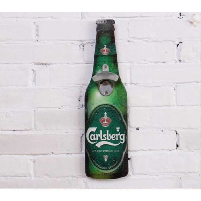 Ouvre-bouteille de bière en bois créatif - Style rétro, ouvreur de bouteille, tentures murales de - Modèle: Carlsberg - WMKPQA05862