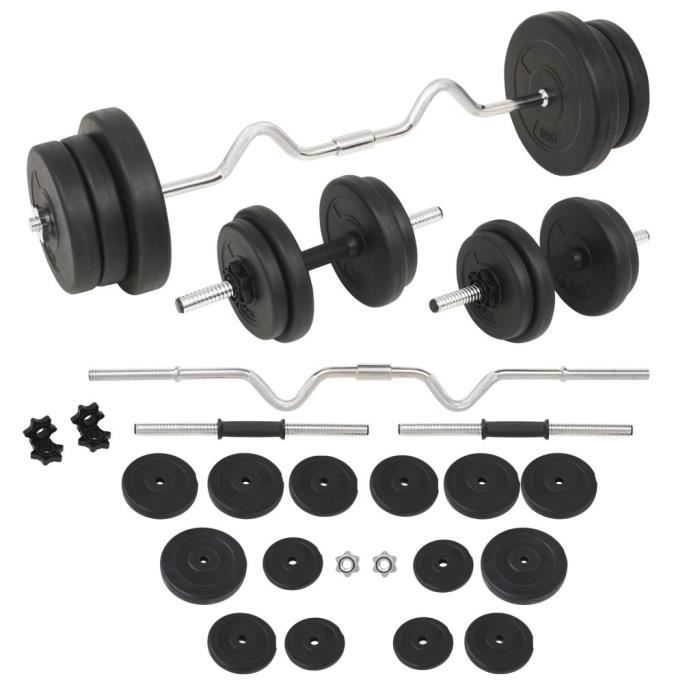 Ensemble d'haltères et barres d'haltères 60 kg