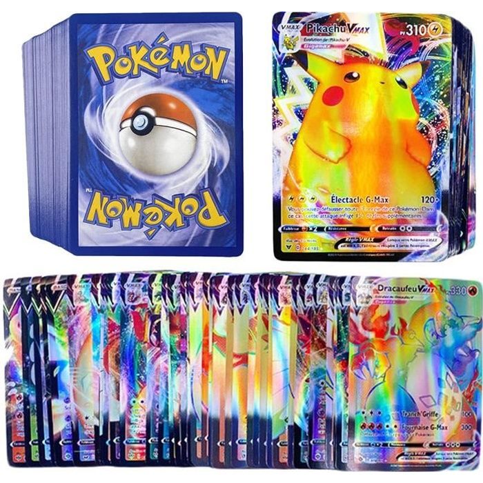 UYVBIAA 100 pièces Tomy Version frança Carte Pokemon GX VMAX Brillant V Max TAG Team Bataille Carte Cartes à Collectionner Jeu A721