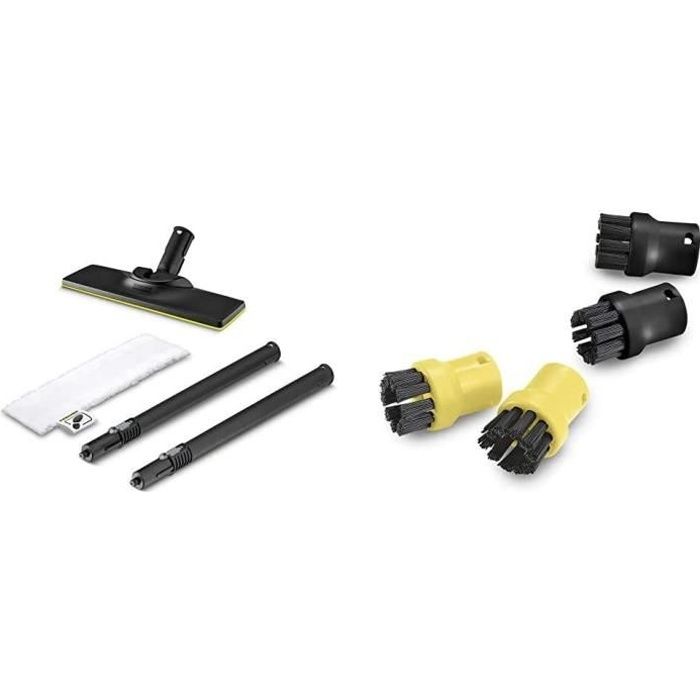 Kärcher Set de nettoyage de sol accessoire pour nettoyeur vapeur Easy Fix SC 1 & Kärcher Set de brosse ronde accessoire pour nettoye
