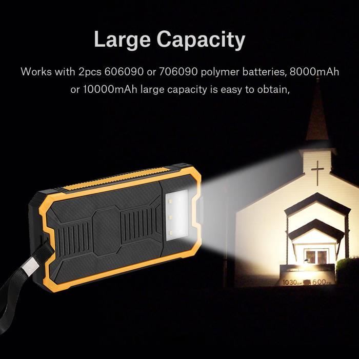 VGEBY Banque d'énergie solaire Portable 20000mAh charge rapide double USB Polar Mobile Power Bank Case Kit de bricolage jaune