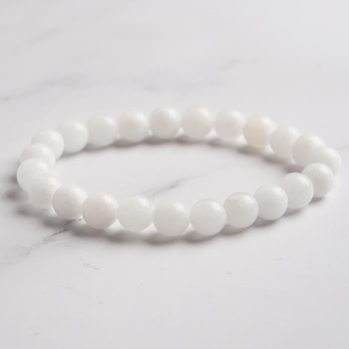 Bracelet Pierre Naturelle Pierre de Lune 8mm , Bracelet perle , Pierre Précieuse pour homme et femme
