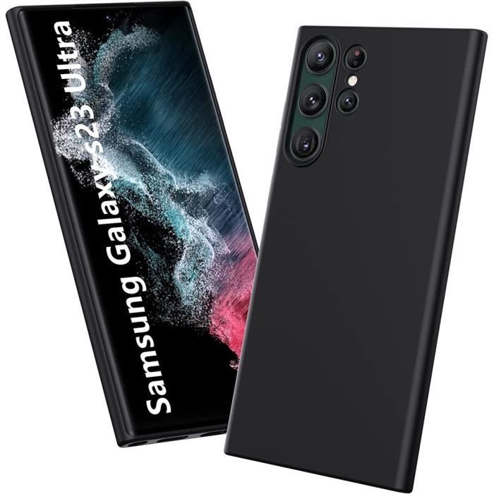 Coque Silicone pour Samsung S23 Ultra, Protection Antichoc Ultra Slim Noir