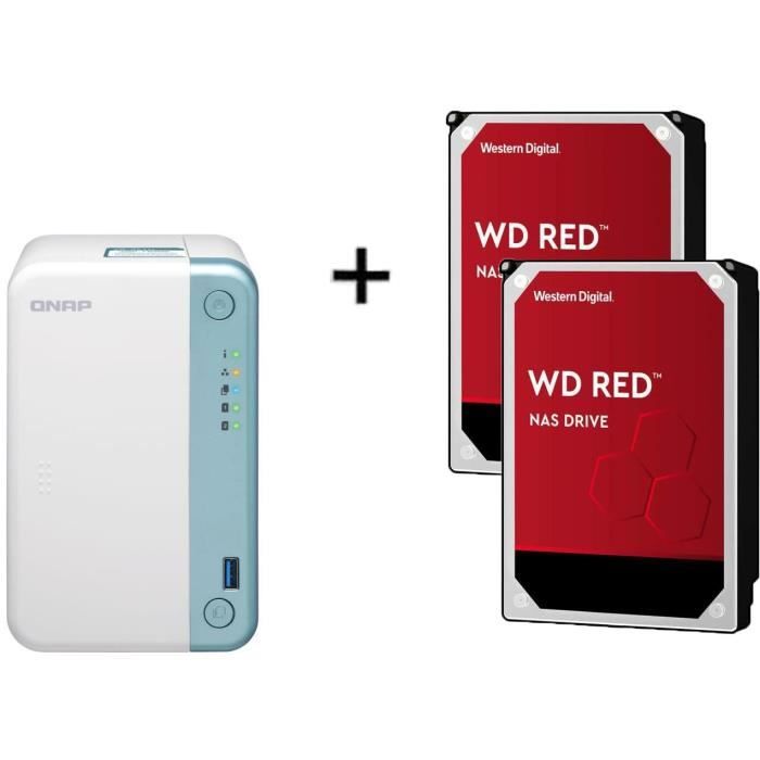 Serveur Stockage NAS - TS-251D-2G - 2 Baies + 2 Disque dur Interne NAS - 2To - 5 400 tr/min - Cache 64MB - 3.5- WD20EFAX