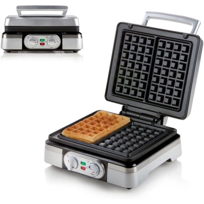 Domo DO9149W Gaufrier, 1400 W, Argente/Noir/Metallique