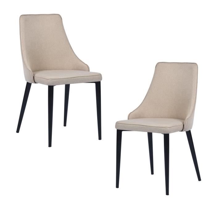 HOMY CASA Lot de 2 Chaises de Salle à Manger en Tissu- Beige