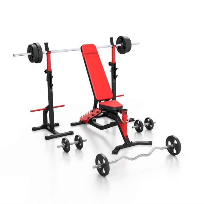 Marbo Sport Set MS34_125KG_Kier_G - MS-L101 + 2 MS-S108 + barres et disques d'haltères caoutchoutés Set 83 kg
