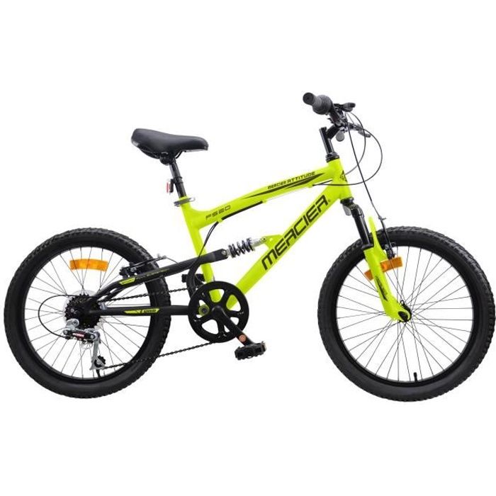 VTT 20'' MERCIER tout suspendu - 6 vitesses - cadre mixte - jaune fluo