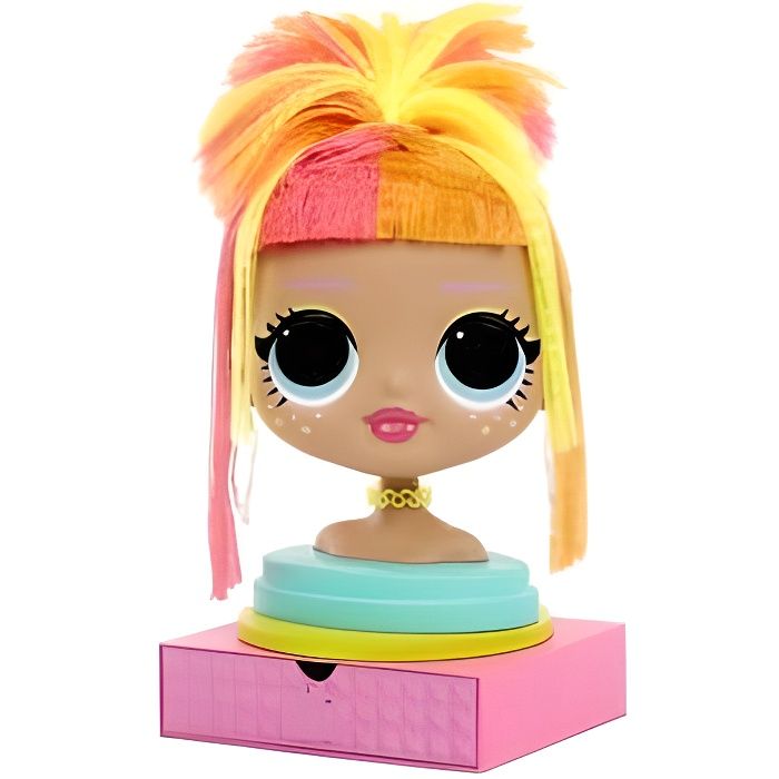 Tete a coiffer LOL Neonlicious OMG Styling Head 30 surprises accessoires - Poupee coiffures et styles - Enfant Fille