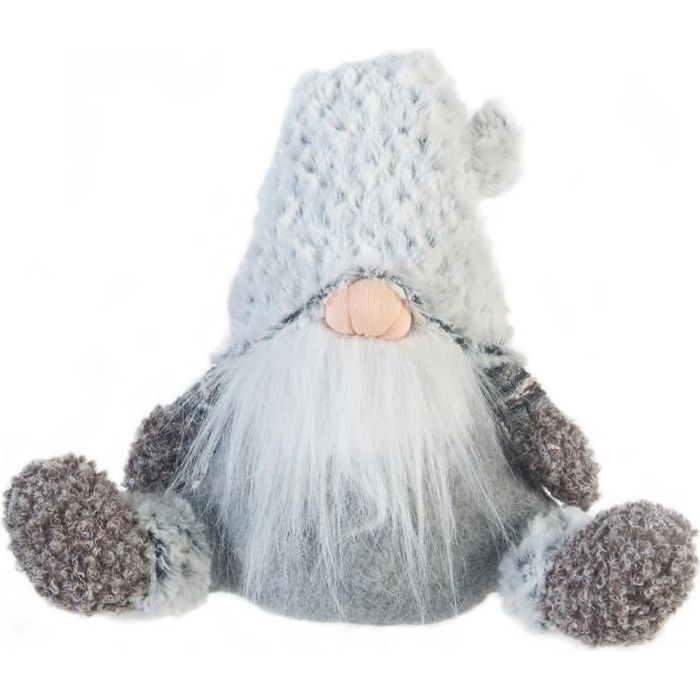 Rebecca Mobili Gnome Scandinave Nain Tissu Gris Décor De Noël 35x16x24