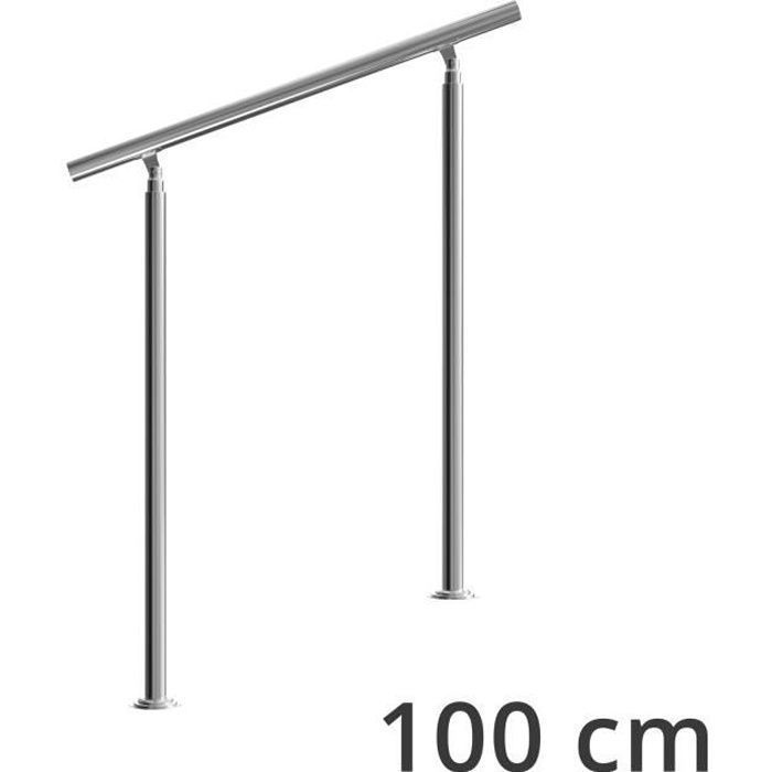 Rampe d'escalier 100 cm acier inoxydable sans traverse main courante balustrade garde-corps aide escalier balcon intérieur extérieur