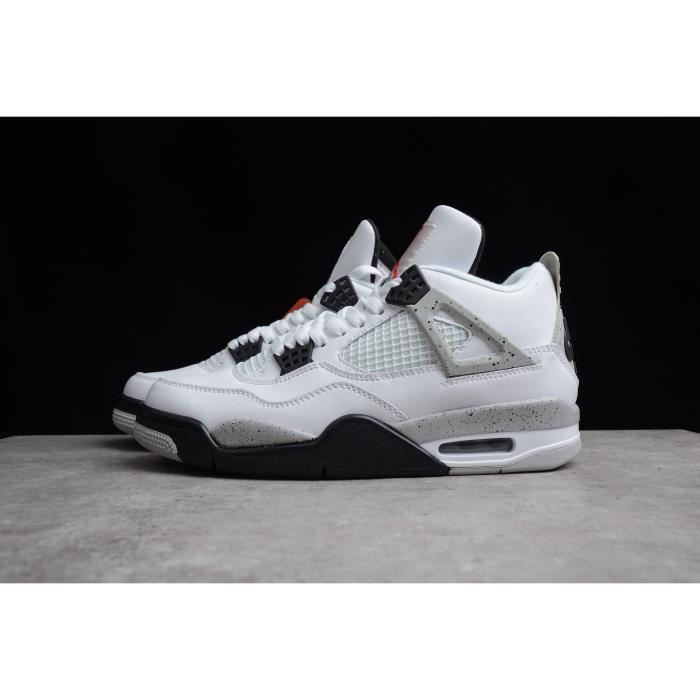 Baskets NIKEEES Airs-Jordans 4 Blanc 840606-192 Chaussures Hommes et Femmes Sz-44