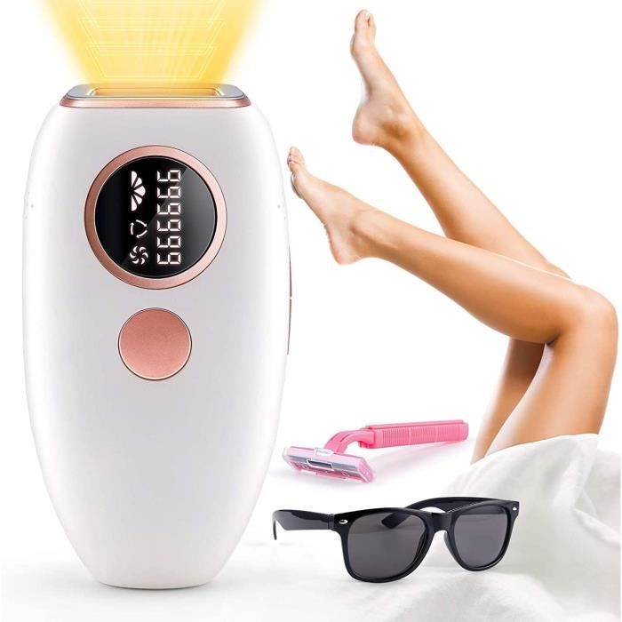 Epilateur à Lumière Pulsée, 999999 Flashs IPL Appareil d'Epilation Definitive Professionnel, 2 modes, 5 Niveaux d’énergie, pour Hom