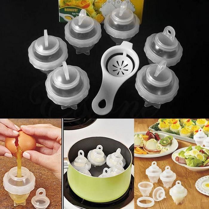 Lot de 6 cuit oeuf moule eggies cuisson au bain-marie ou au micro-ondes