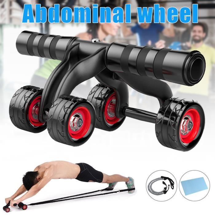 Roue Abdominale Roulette Fitness Musculation Roue l'entraînement des Abdominaux Roller A 4 Roues Abdominaux Appareil