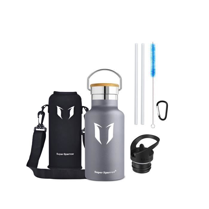 Super Sparrow Bouteille isotherme d'eau en Acier Inoxydable, 350ml, Gris