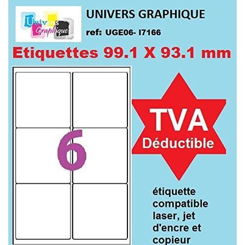120 étiquettes 99,1 x 93,1 mm étiquettes pour adresse blanches adhésives soit 20 feuilles de 6 étiquettes autocollantes pour imprima