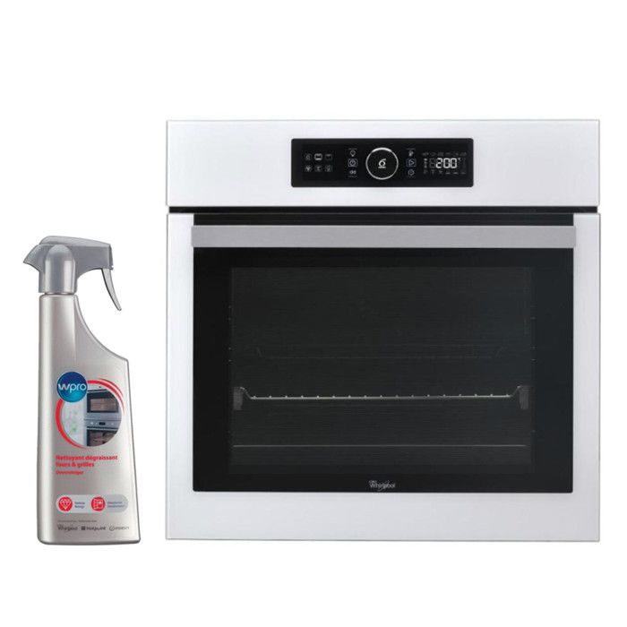 WHIRLPOOL Four multifonction, pyrolyse, blanc, 73 L, bouton 6ème Sens, porte froi