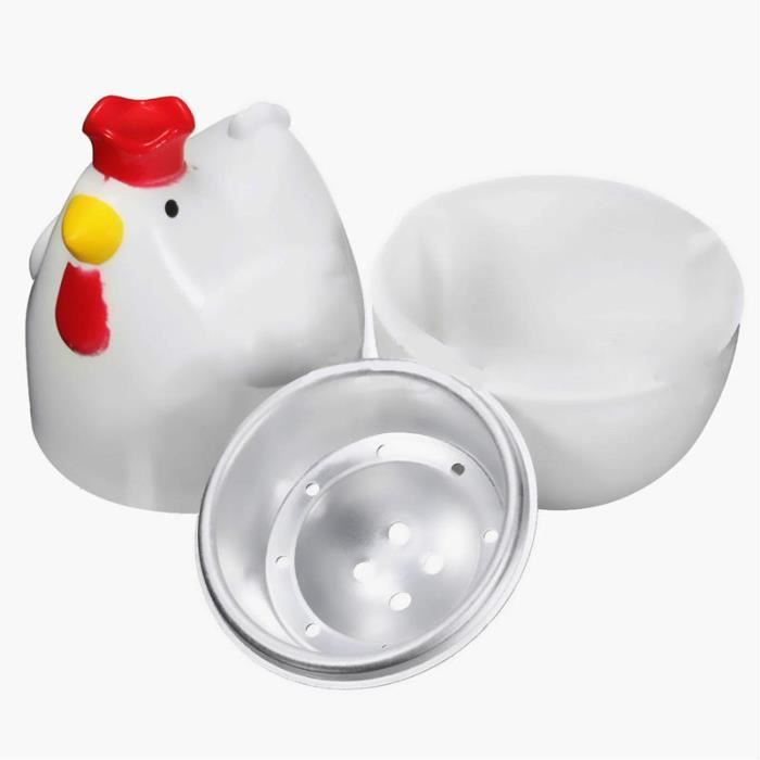 Mini Cuiseur À Oeuf Chaudière d’oeuf pour Four à micro-ondes Design en Poulet Ustensile de cuisine Couleur blanc