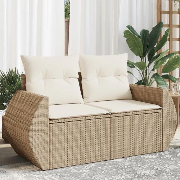 vidaXL Canapé jardin 2 places résine tressée