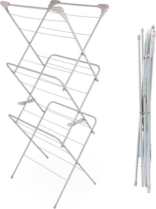 Étendoir à linge extensible avec 4 barres, barre à linge, porte-serviettes, pliable, étendoir mural 50