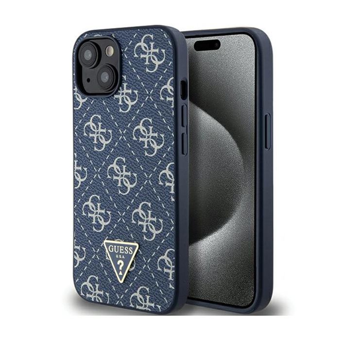 Guess 4G Triangle Metal Logo Coque pour iPhone 15 Plus