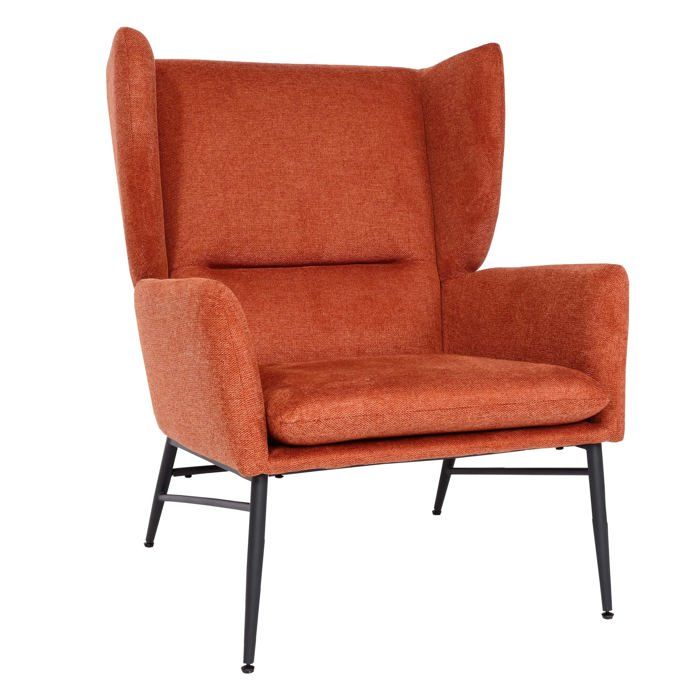 Fauteuil de relaxation avec appuie têtes lateraux siege extra large rembourre en tissu terre cuite marron et metal 04_0006917 Fauteuil de relaxation avec appuie têtes lateraux siege extra large rembourre en tissu terre cuite marron et metal 04_0006917