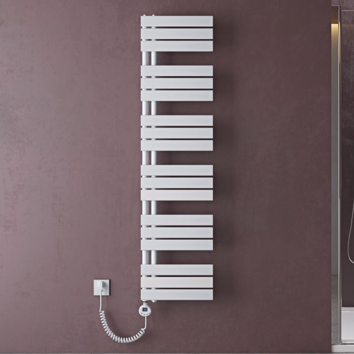 doporro Radiateur de Salle de Bain Sèche-Serviette 159x40cm Radiateur à Eau Chaude Blanc avec Résistance pour Radiateur 1000W FN