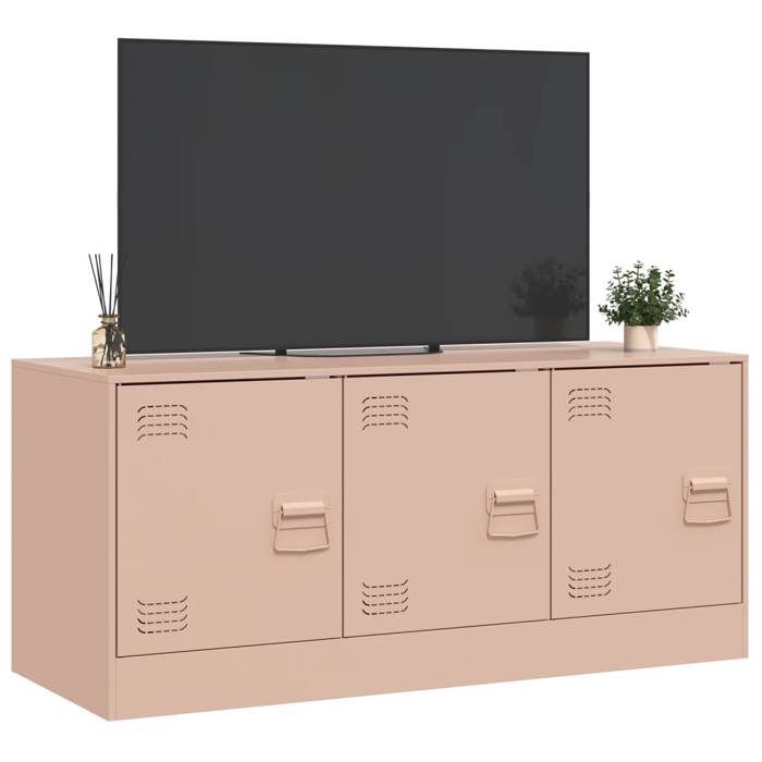 Meuble TV discount - GKK - Console TV avec 3 poignées en métal - rose 99x39x44 cm acier @3711