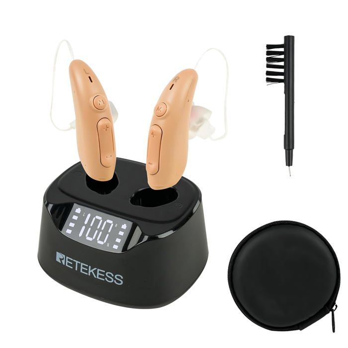 Retekess TE201 Casque Amplificateur de son rechargeable antibruit Rechargeable Suppression du Bruit Séniors & Perte Auditive