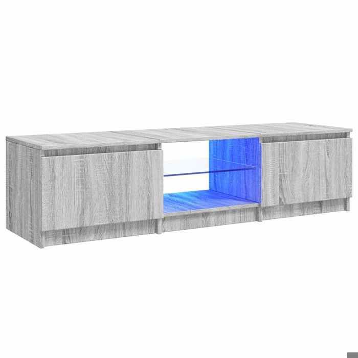 182178& Table de Télévision/multimédia - Meuble TV - avec lumières LED Sonoma gris 140x40x36 cm