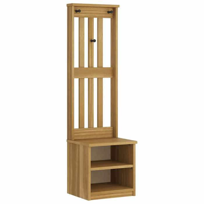 BEST-HOME Portemanteau dentrée meuble de rangement pour couloir SANDNES 45x40x159 5 cm bois massif pin 1parcel5215