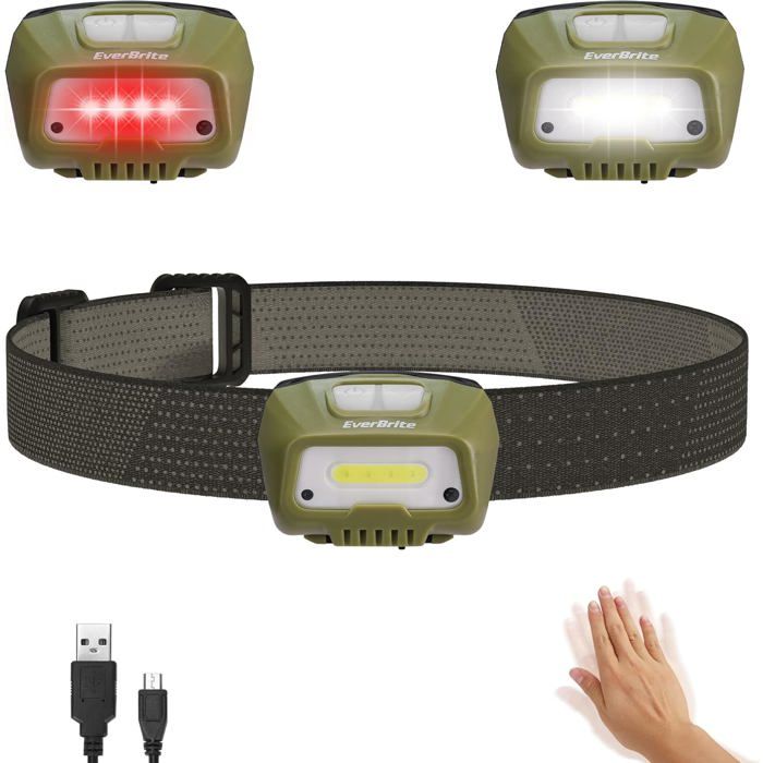Lampe frontale rechargeable, lot de 2 lampe torche frontale LED ultra puissantes USB avec voyant d'avertissement, hoofdlamp étanche à faisceau large pour enfants adultes trail running