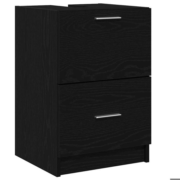 BONNIE®Meuble Sous évier/lavabo - SUIKUN - Meuble pour Vasque à Poser Chêne noir 40x37x59 cm Bois dingénierie FR836912